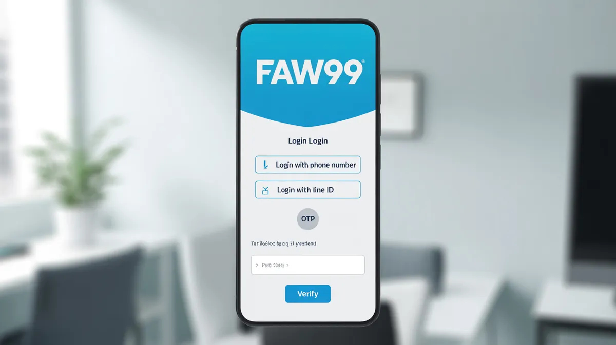 faw99 ทางเข้า มือถือ อินเทอร์เฟซล็อกอินที่ใช้งานง่าย รองรับ LINE ID และระบบยืนยัน OTP